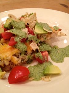 nacho casserole with toppings