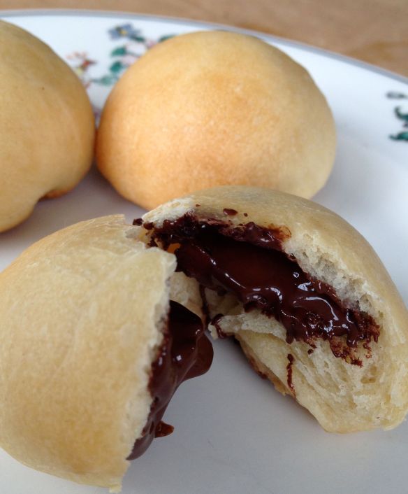 Chocolate buns - best eaten hot from the oven.