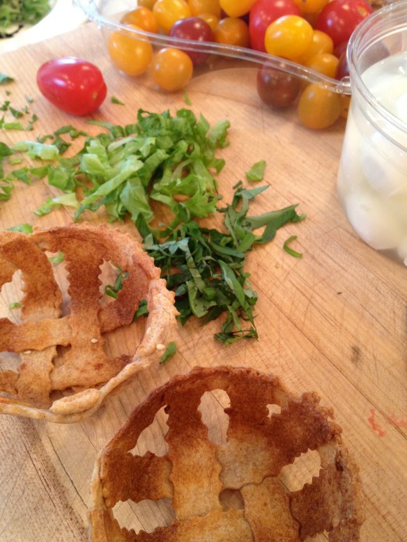 Cracker baskets ready for salad assembly.