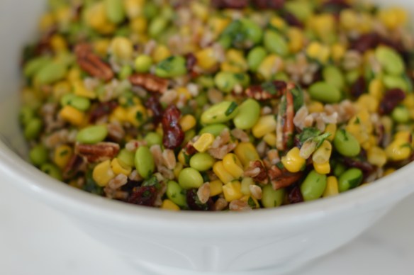 edamame, corn and farro salad