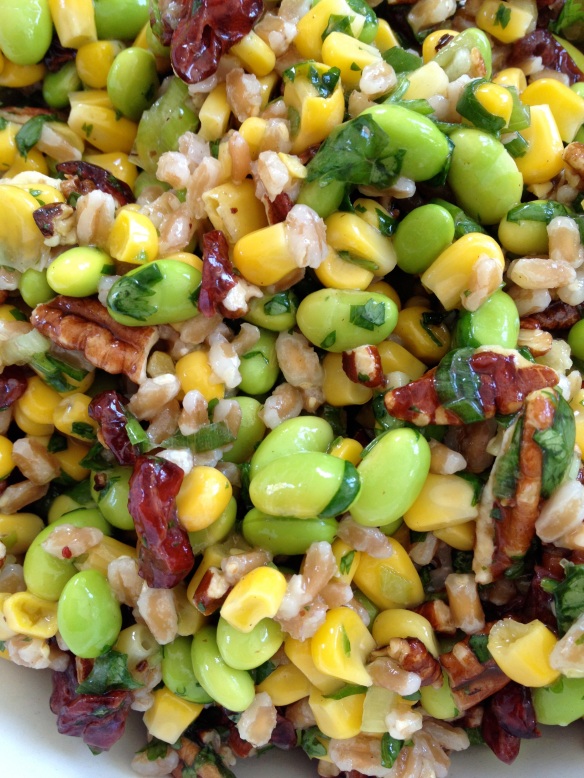 edamame, corn and farro salad