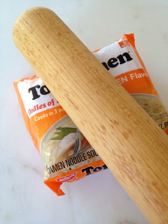 Crush in the packet, but gently so it doesn't explode.