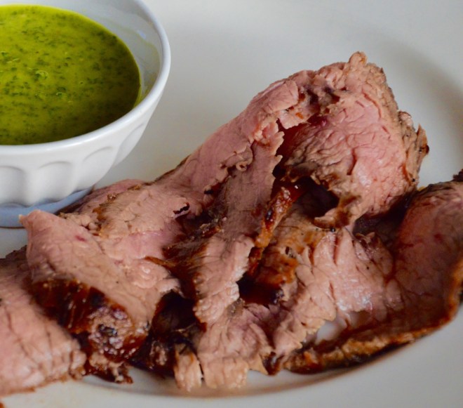 flank steak chimichurri close-up