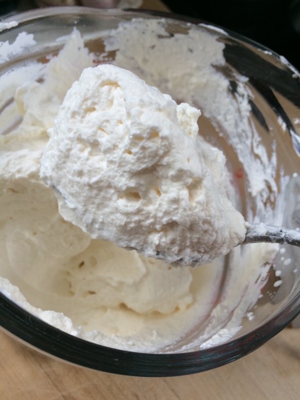 Stiff whipped cream will hold up a day ahead. (Under-whipped will fall flat.)